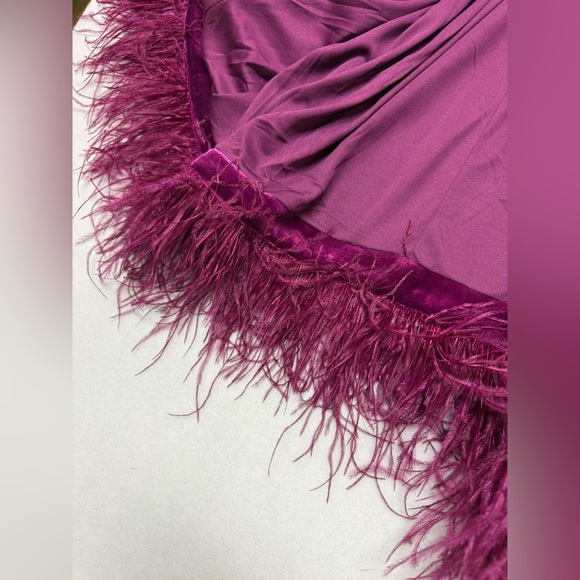 Aidan by Adrianna Papell Magenta Velvet Tuxedo Dress – Feather Hem 💖 - Picture 12 of 14